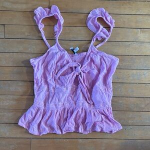 EUC Patrons of Peace pink Ruffled tank top